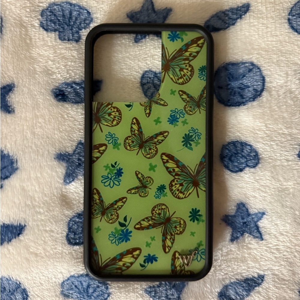 iPhone 13 Pro wildflower cases Butterfly Pattern Phone Case - Green